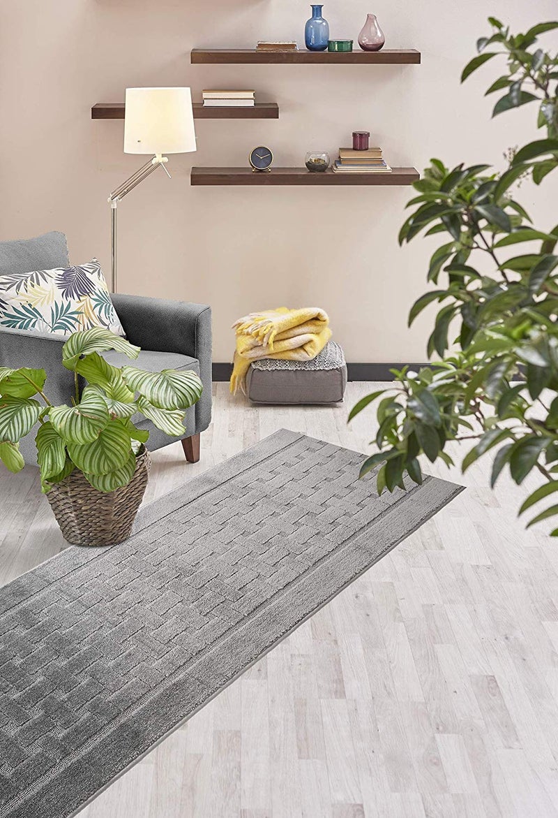 ORFA HOME 9 Ft Long, Grey, Non-Slip Washable Carpet Runner Rug with Rubber Backing, Custom Floor Mat for Kitchen Hallway Stairs Bedroom Bathroom Entryway, Your Choice of Length (26" X 9') - Image 4
